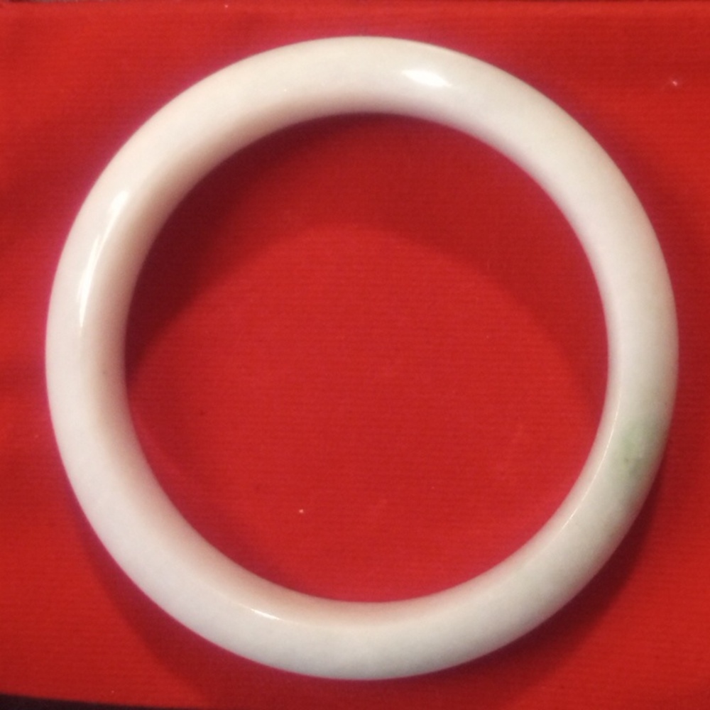 White with green bangle bracelet | 8in inside - Picture 2 of 3